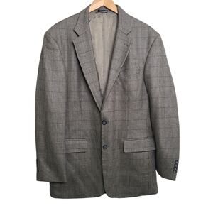 Oscar De La Renta Mens Sport Coat 42L Gray Suit Jacket Blazer Cashmere Wool